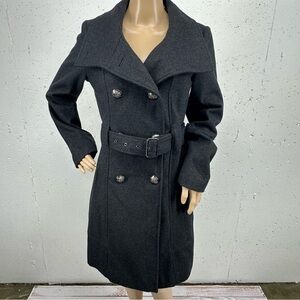 Guess Women’s size Small Charcoal Gray Wool Blend Mid Length Pea Coat